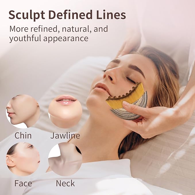 Lymphatic Contour Face Brush for Sculpting, 2 Pcs Facial Brush for Lymphatic Drainage, Soft Dry Brushing for Face with 3 Pcs Massage Tool for Chin & Neck, Precisely Fits Skin and Relieve Fatigue