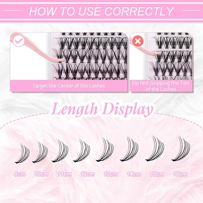 Lash Clusters Extensions Large Tray 20D Long Individual Lashes Mixed Tray Black Mink DIY Eyelash Extension and Under Bottom Eyelashes Professional Makeup (20D-0.07-D, 8-16mm)