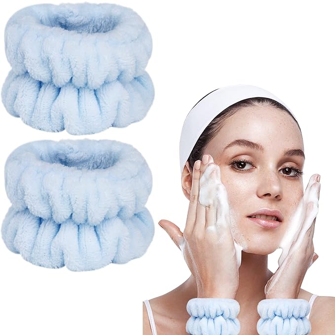 2pcs Wrist Bands for Washing Face, Microfiber Face Washing Wristbands, Arm Wrist Towels, Spa Face Wash Wristbands, Stretchy Absorbent Wash Band for Woman Children