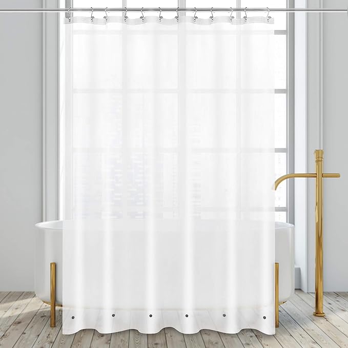 Barossa Design Extra Long Shower Curtain Liner with 6 Magnets - 72" x 84" XL, Waterproof PEVA Shower Liner for Bathroom, PVC Free, Metal Grommets - Frost, 72x84 (Pack of 2)