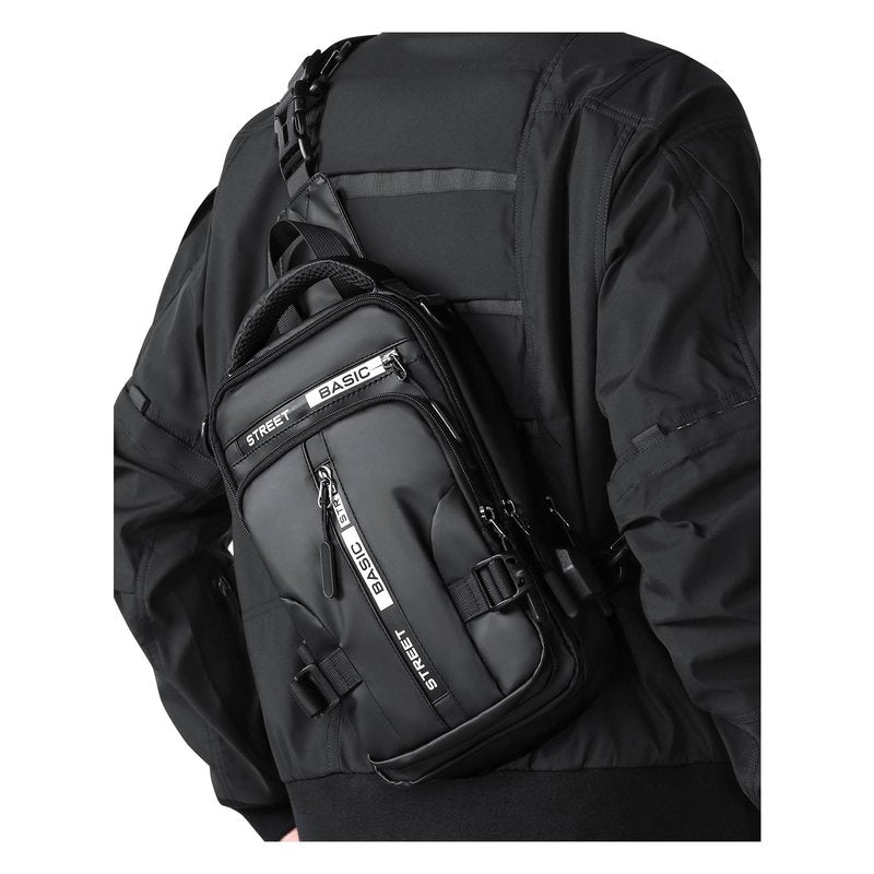 Large Black Sling Bag for Men, Shoulder Messenger Bag for Mens, Anti Theft One Strap Motorcycle Backpack Sling Chest Bag for Casual Hiking Walking Biking Travel Cycling Outdoor Sports