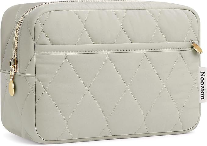 Noozion Makeup Bag Travel Toiletry Bag, Puffy Padded Cosmetic Bag for Women, Makeup Organizer Case, Wide-open Pouch Purse, Travel Essentials