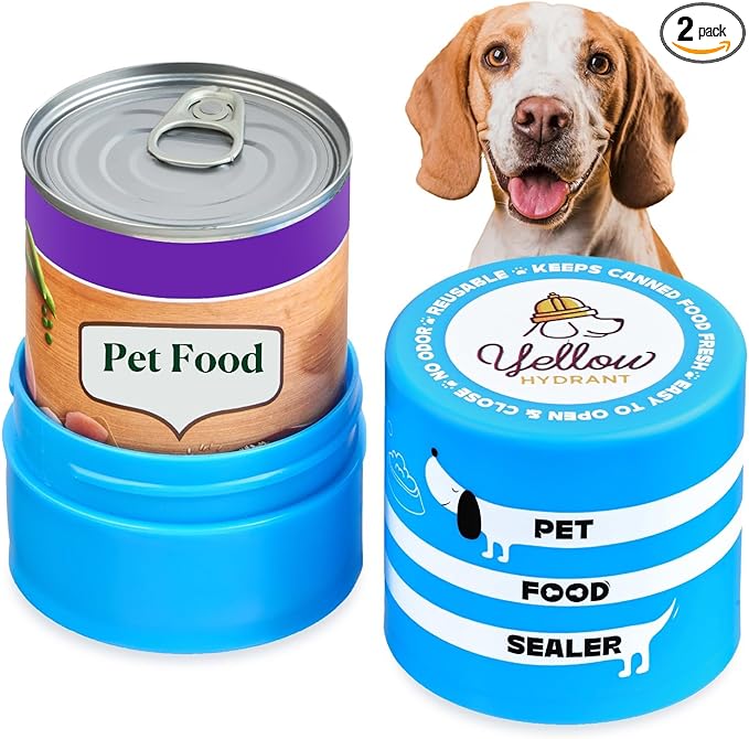 The Original Canned Dog Food Storage Container (2 Pack) Patent Pending Reusable Airtight Can Cover Pet Food Sealer - Keeps Dog Food Can Fresh in the Fridge, Eliminates Odor