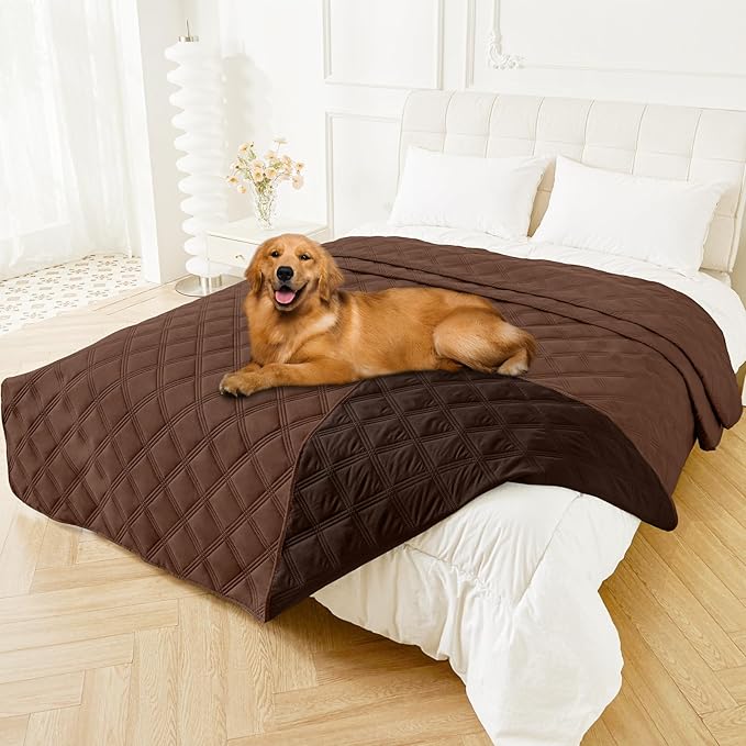 Smiry Waterproof Dog Bed Cover Blanket 82x120, Soft Reversible Pet Blanket, Washable Leakproof Cats Dogs Couch Cover for Sofa, Couch, Furniture, Brown/Chocolate