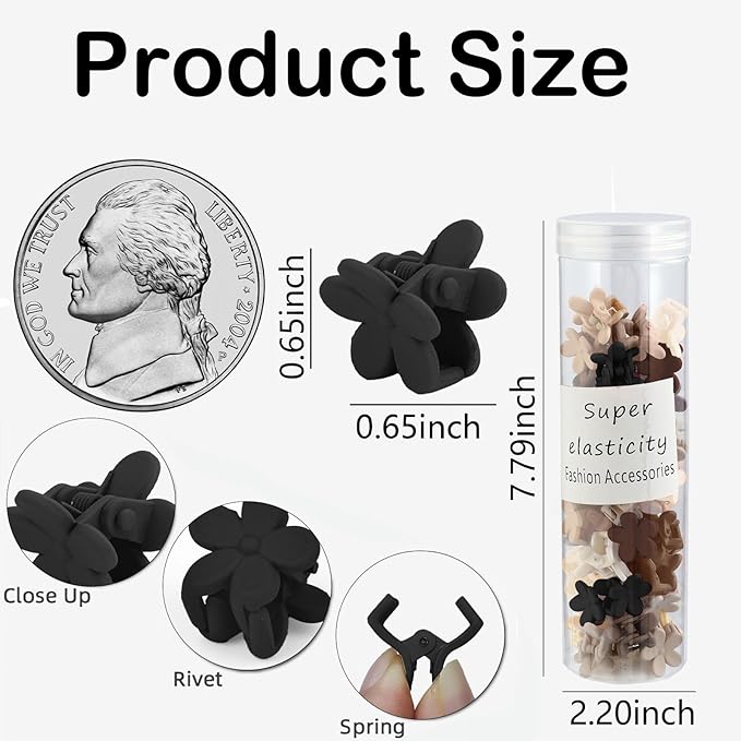 Hair Clip, 50Pcs Small Flower Claw Clips for Women Girls, Mini Matte Hair Clips with Strong Grip, Neutral Color, Hair Styling Accessories, Christmas Gifts