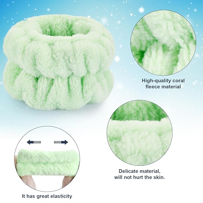 2 Pcs Wrist Bands for Washing Face, Microfiber Wrist Towels for Washing Face, Spa Wristbands for Washing Face, Face Wash Wristbands, Arm Bands for Washing Face for Woman and Children
