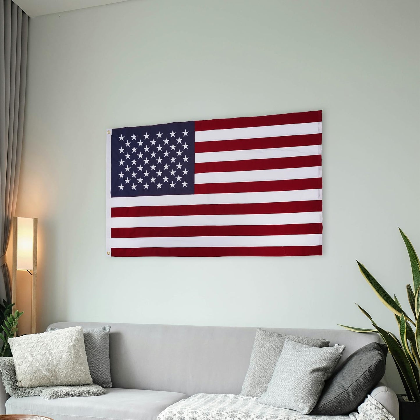 Bradford Cotton American Flag 3x5 ft for Outside, Heavy Duty Embroidered America USA Flags Soft Cloth Material, Vivid Color US United State Flag with 2 Brass Grommets