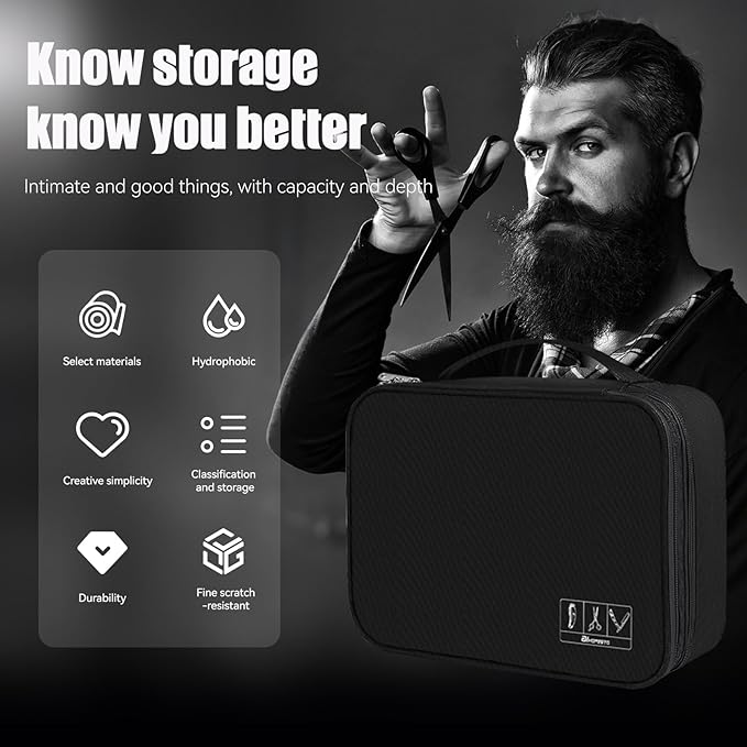 Barber Case Barber Tool Bags Barber clipper Bag Barber Cases for Clippers and Supplies Professional Barber Accessories Kit Hair Cutting Scissors Storage Bag Shaving Kits (Black)