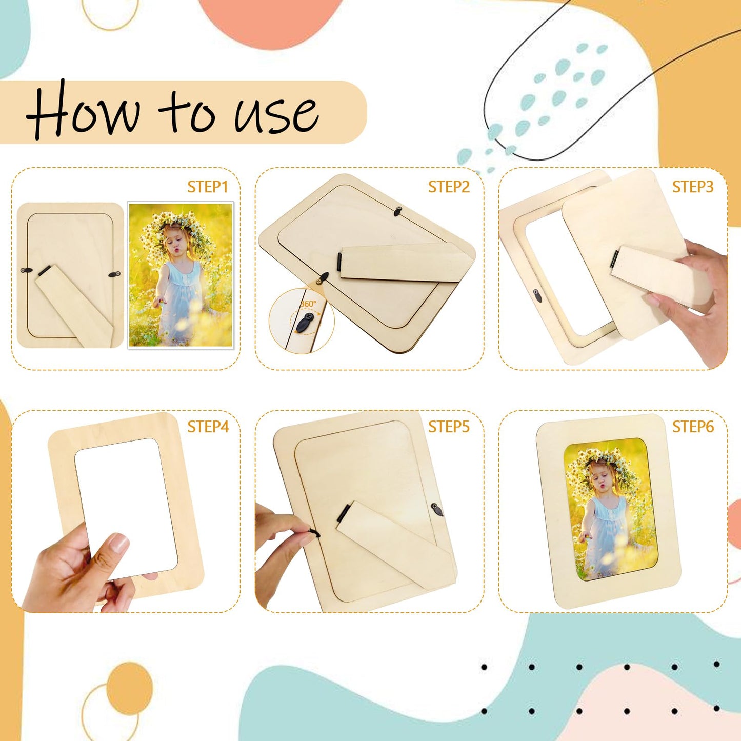 RYKOMO 30 Pack Wooden Picture Frames for Crafts, Wooden Frames for 4 x 6 Photos, Unfinished Wood Frame for DIY Art Projects, Father's Day, Mothers Day Gift Party Decorate