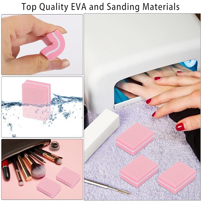 102pcs Toe Separators Set - Premium Pedicure Tool 52Pcs Super Soft Pedicure Toe Separator- 50Pcs Mini Nail Buffer Block File 80/100 Grit 2 Sided