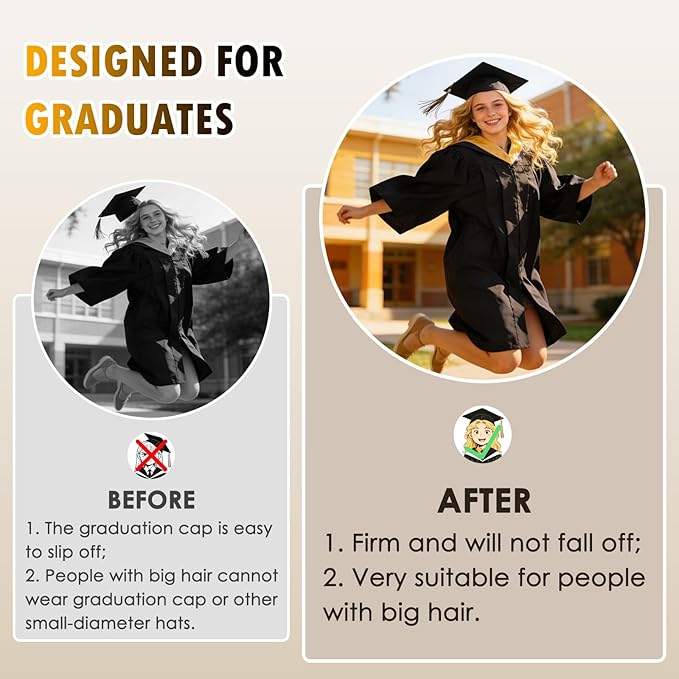 Graduation Cap Headband Insert-Anti-Fall Grad Cap Headband for Curly Hair,Graduation Hat Hair Band Accessories