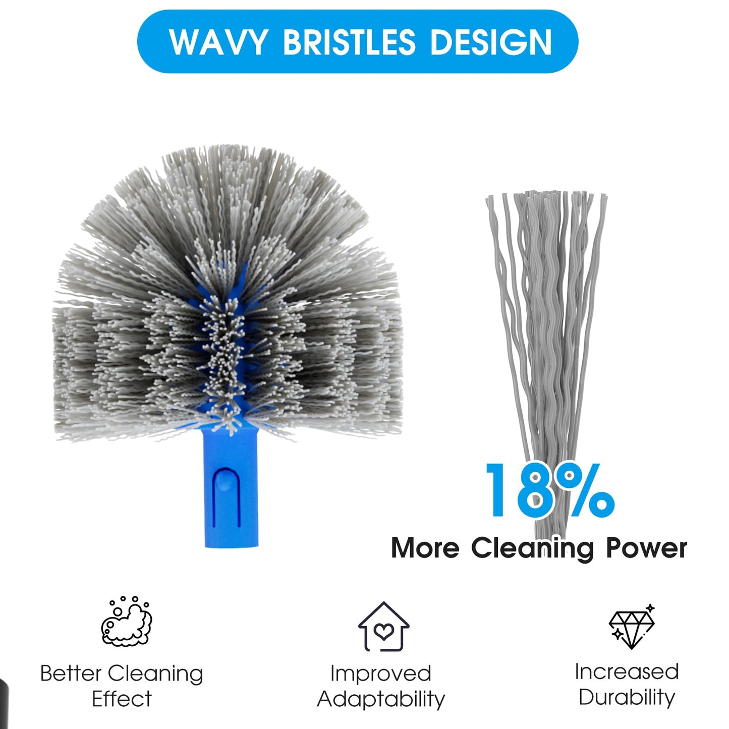 Upgraded Pool Brush Set - 20’’ 2-in-1 Heavy Duty Detachable Round Brush with Extra Side Brush for Cleaning Hard-to-Reach Corners, 9 FT Aluminum Extended Pool Pole with Hidden Hook Retriever