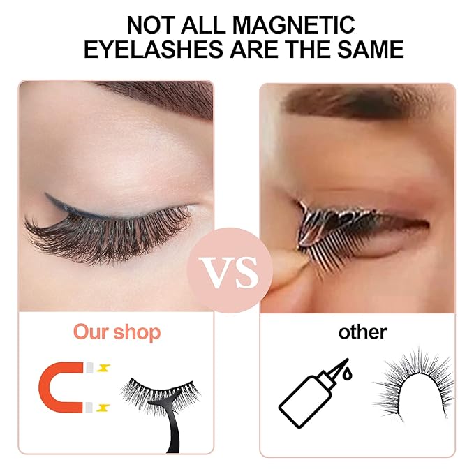 Upgrade 3D Natural Magnetic Eyelashes,Lightweight Magnetic Eyeliner and Eyelashes Kit, 2 Magnetic Eyeliners- No Glue Needed (10 Pairs)