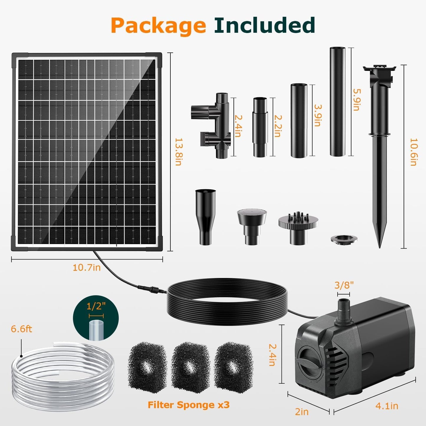 POPOSOAP Solar Fountain Pump, 20W Solar Powered Water Pump 320GPH Flow Adjustable, Solar Pond Pump with 4 Spray Patterns for Garden, Ponds, Fish Tank, Waterfall