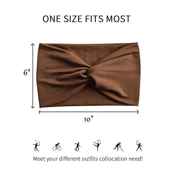 Jesries 10 PCS Women Headbands African Wide Hair Wrap Extra Turban Head Bands for Lady Large Sport Workout Stretch Non-slip Big Hair Bands
