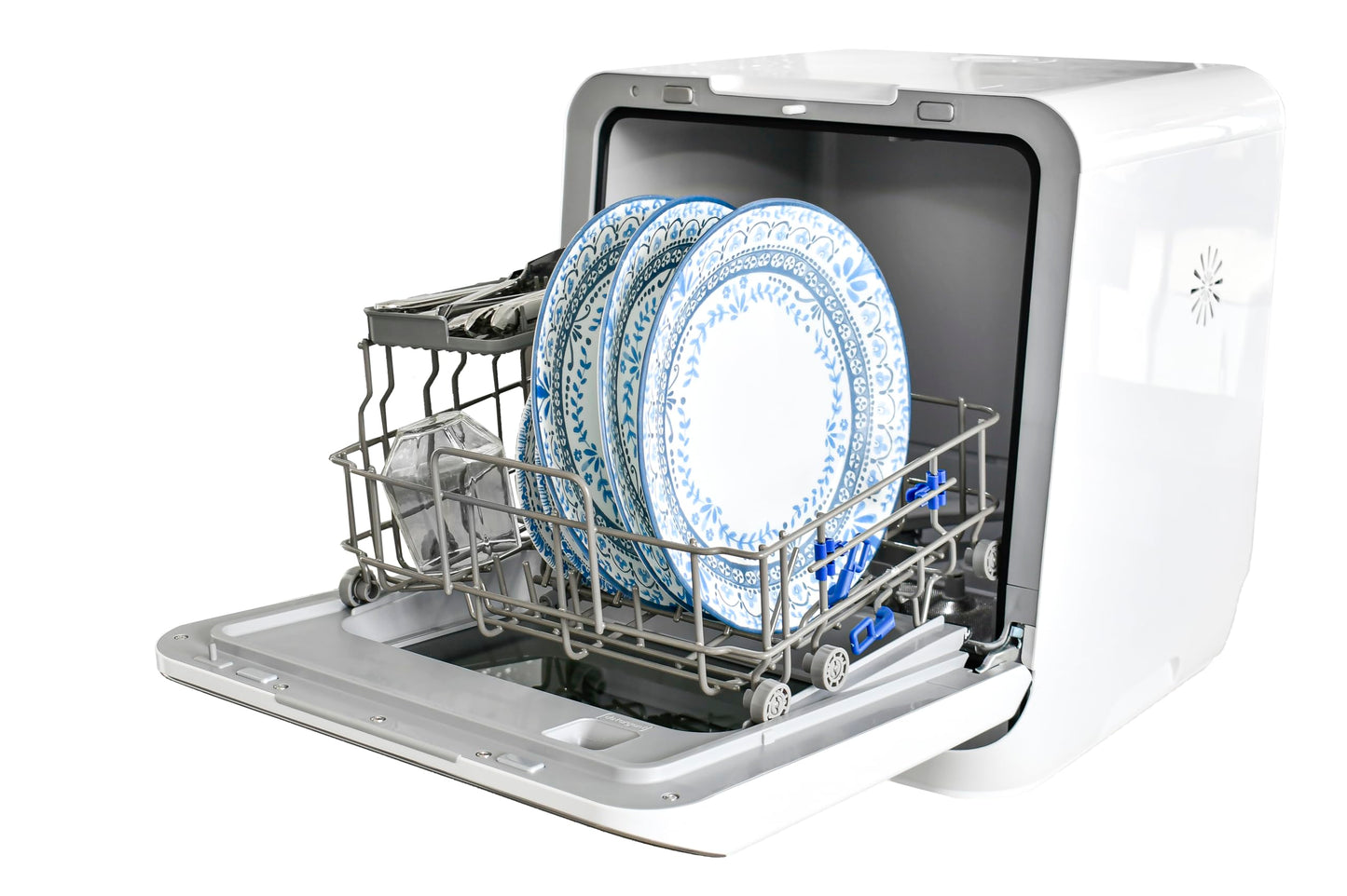 Hamilton Beach Portable Countertop Dishwasher No Hookup Unit with 6-Liter Water Bank for Tabletop, Apartment, or RV, Compact Dishwashing and Drying Machine, Delay Timer, Rapid Cleaning
