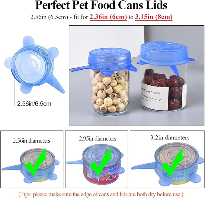 Adpartner Silicone Can Lids (10-Pack of 2.6 inch), Reusable Silicone Stretch Lids for Pet Food Cans, Leakproof BPA-free Seal Can Covers for Soda/Beer Cans, Mugs, Cups, Canned Pet Foods