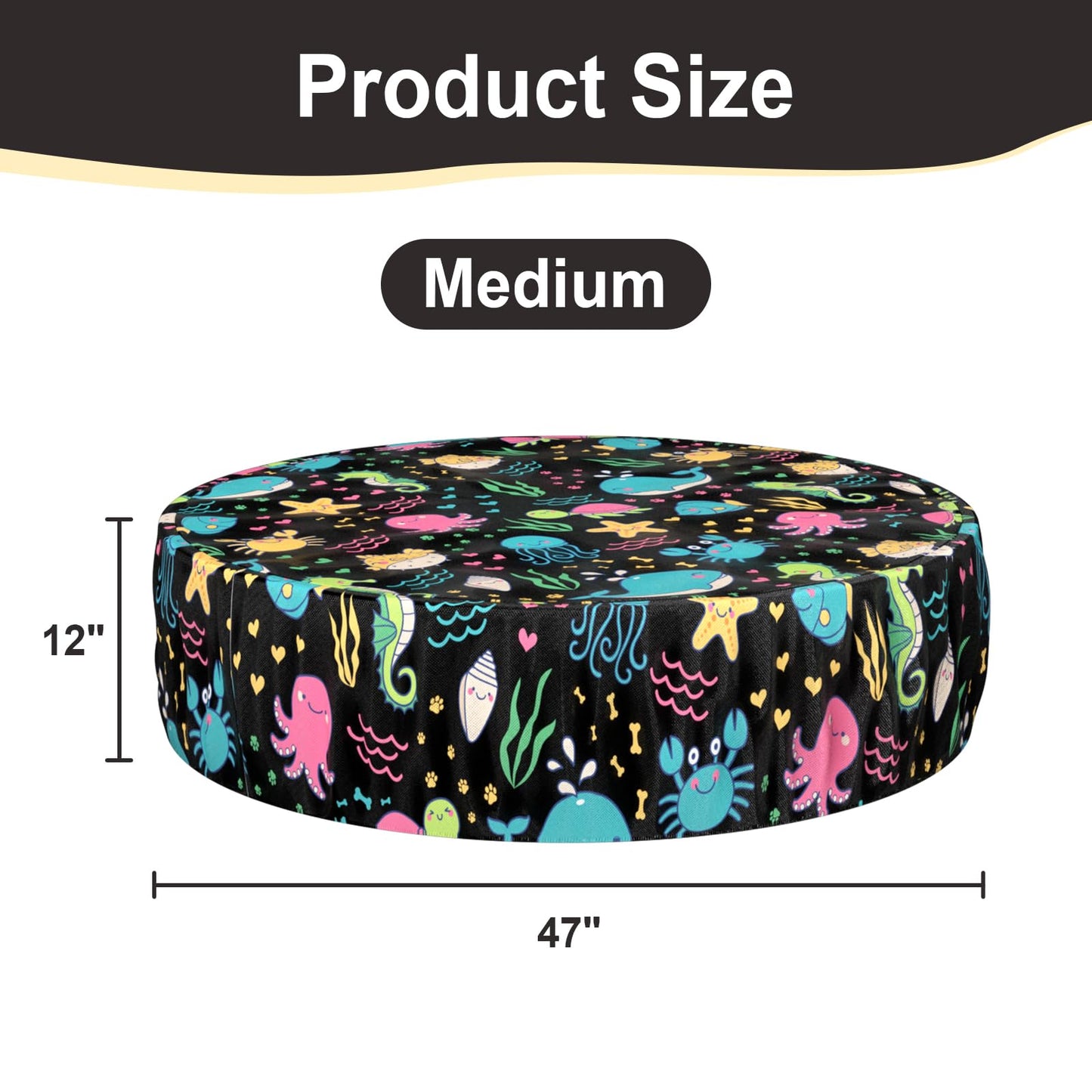 Ladadee Foldable Round Dog Swimming Pool Cover, for 32 "/63“/48” Collapsible Outdoor Tub, PVC Coating Waterproof and UV Protection, Leakproof Washable Kiddie Pet Small Paddling Bath Accessories