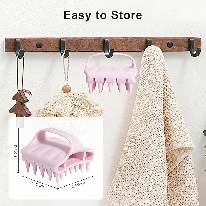 RHOS Scalp Massager Shampoo Brush, Curved Vented Scalp Scrubber, Soft Silicone Hair Scrubber for Dandruff Removal, Wet & Dry Hair (Pink)