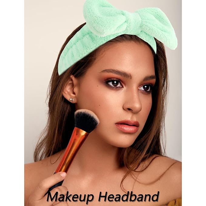 VELSCRUN Spa Headband, Makeup Face Wash Skincare Headbands, Bow Hair Band Party Favors for Washing Face, Stocking Stuffers For Women Teen Girls Christmas Gifts Hair Accessories Red Green