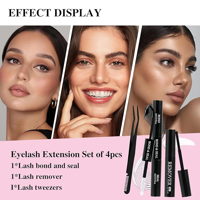 Mayhug Lash Bond and Seal with Lash Glue Remover and Tweezers for Lash Extension Clusters Fast Removal, Waterproof Eyeash Glue Lash Extension Remover Lash Applicator Tools for Beginners