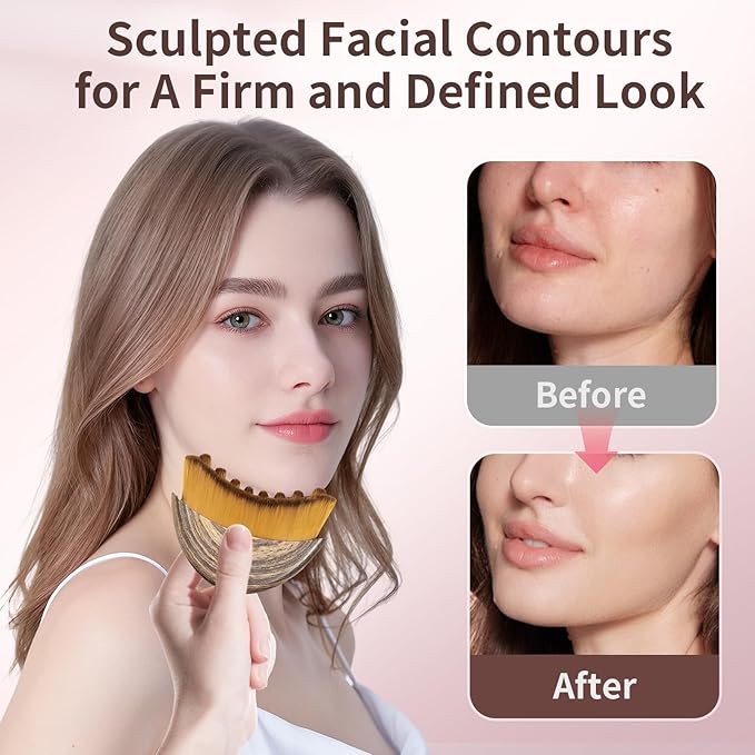 Lymphatic Contour Face Brush for Sculpting, 2 Pcs Facial Brush for Lymphatic Drainage, Soft Dry Brushing for Face with 3 Pcs Massage Tool for Chin & Neck, Precisely Fits Skin and Relieve Fatigue