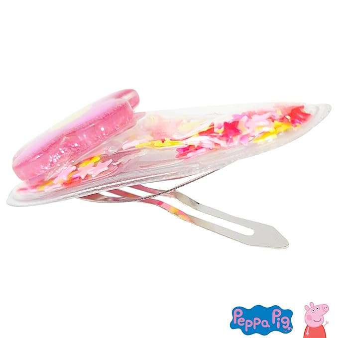 LUV HER Peppa Pig Toys For Girls, 6pc Cute Hair Clips with Favorite Character Charms, Gifts Magical Confetti Snaps for Kids, Ages 3+