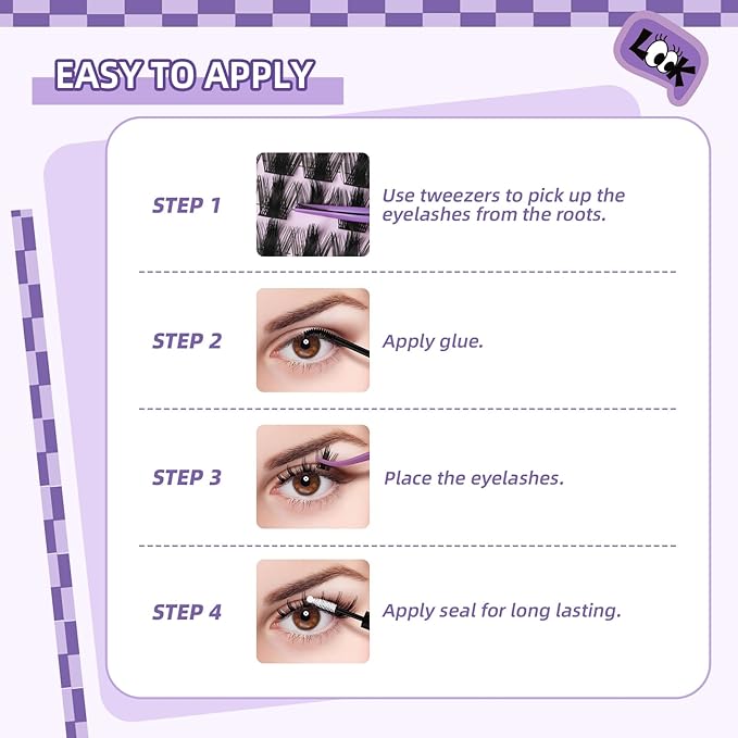 B&Q Manga Lash Clusters Kit DIY Eyelash Clusters at Home with 72H Waterproof Bond and Seal 0.05mm Ultra-Thin Band Wispy Spiky Anime Lashes for Daily & Party, 8-18mm Lash Extensions(KIT-Anime 01)
