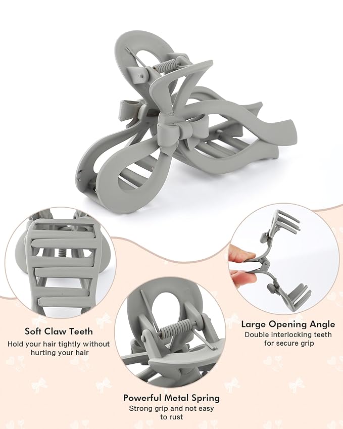 4 PCS Bow Hair Clips for Women Bow Claw Clip 5" Extra Large Hair Claw Clips for Thick and Long Hair Cute Bows Big Clip