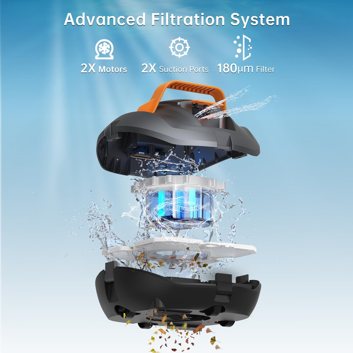CoasTeering Planet Edge Cordless Pool Vacuum Robot, with 120-Min Runtime, Powerful Dual-Motor, Adjustable Cleaning Paths, Robotic Pool Cleaner for for Above Ground Pool and Flat Pools Up to 850 Sq.ft