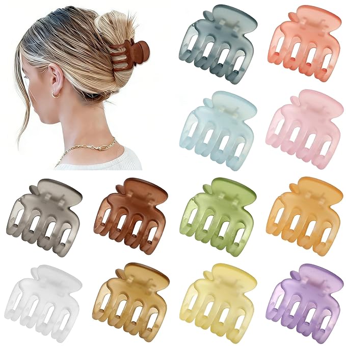 12Pcs Hair Clips for Women 1.8 Inch Small Claw Clips for Thin Hair Medium Hair Claw Clips for Thick Hair Accessories for Women Girls (Ice Cream)