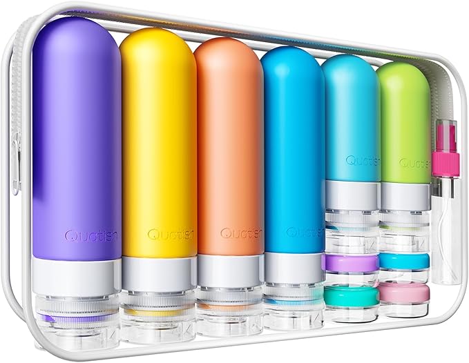 20 Pack Travel Bottles for Toiletries, Original Patented, TSA Approved Travel Size Containers, Leak Proof Silicone Shampoo and Conditioner Bottles Women & Men, Airplane Cruise Essentials, Multi
