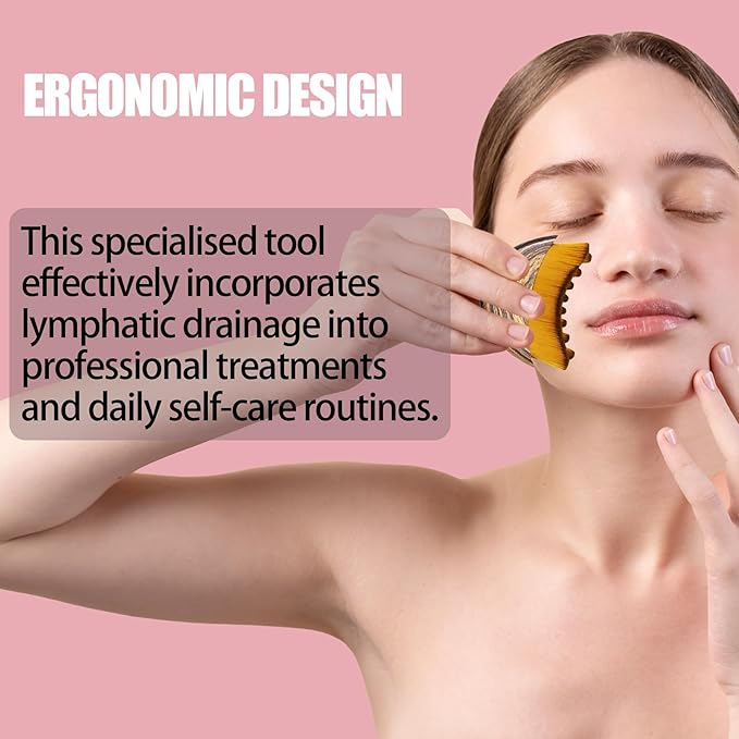 Lymphatic Contour Face Brush Lymphatic Drainage Massager Double Chin Reducer Lymphatic Drainage Brush for Face,Ergonomically Designed to Fit The Skin Precisely and Relieve Fatigue (Brown-2pcs)