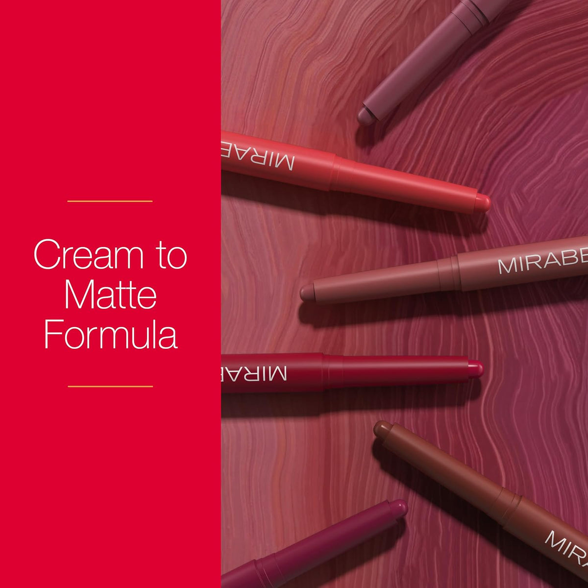 Mirabella - Velvet Matte Lip Crayon, Retractable Highly-Pigmented 2-in-1 Makeup, Long-Lasting Hydrating Lipstick Crayon + Lip Liner, Moisturizing Cream-to-Matte Lipcare Formula, Sunset Coral