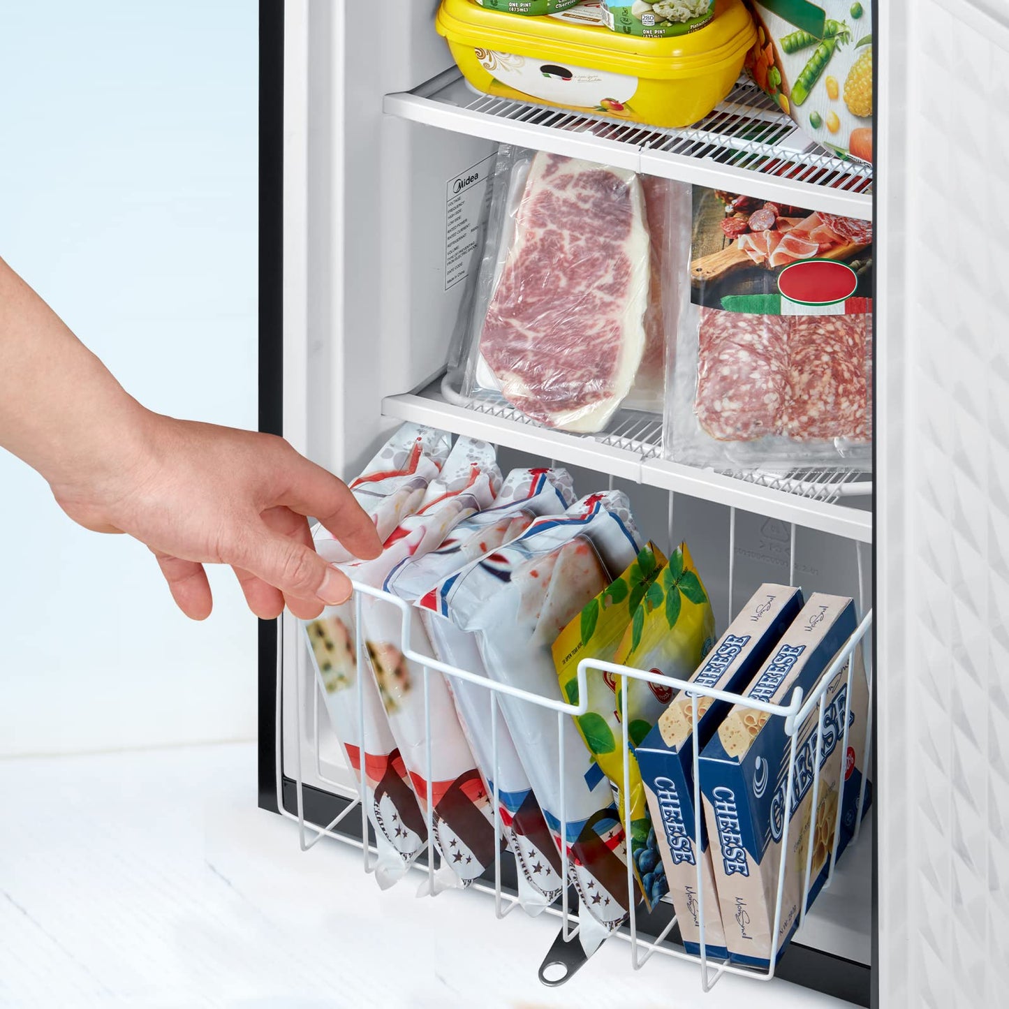 Midea MRU03M2ABB Upright Freezer, 3.0 Cubic Feet Mini Freezer, For Kitchen Apartment Office Basement or Dormitory, Black