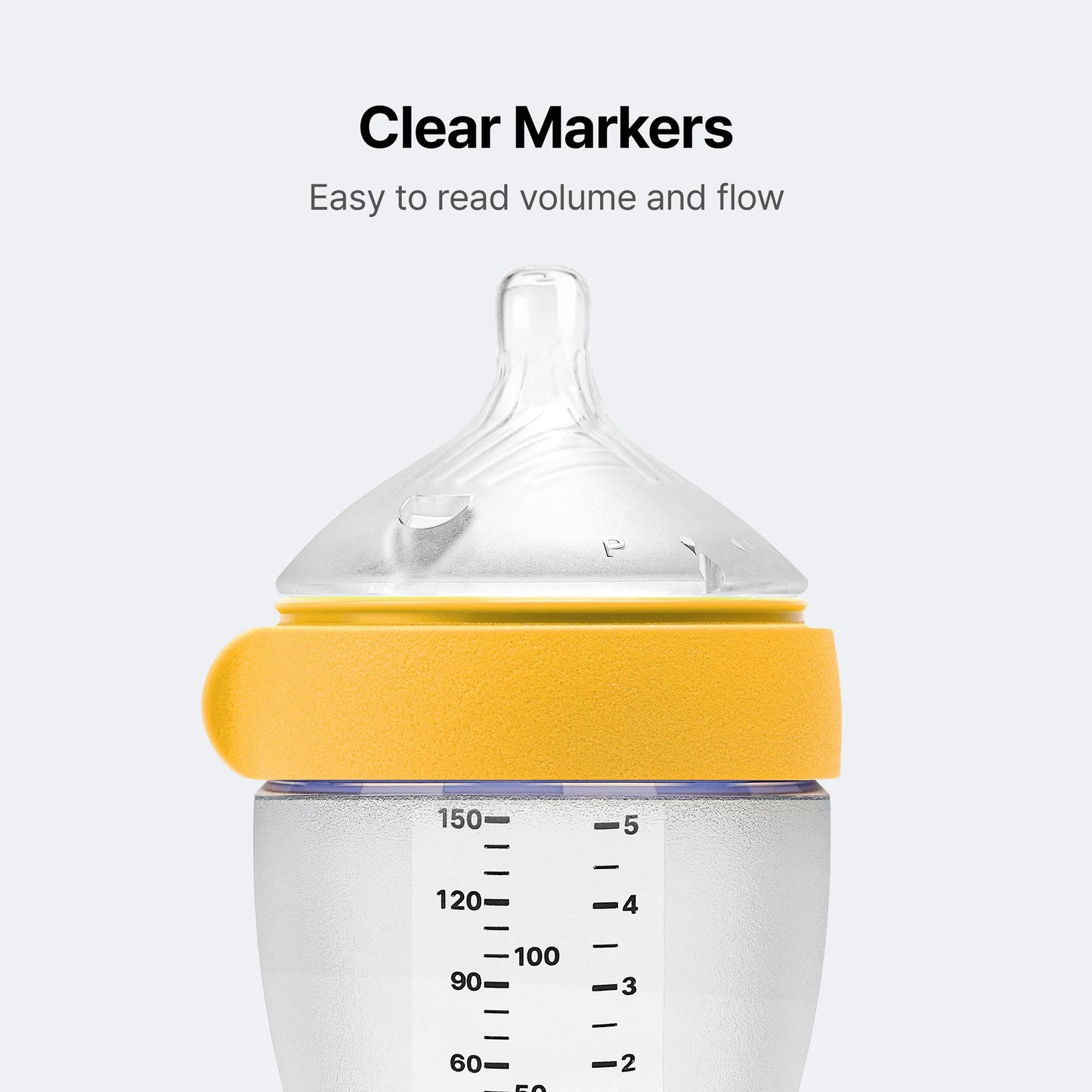 Comotomo Silicone Baby Bottle Gen 2 – 2026 Release (5oz) – True Slow-Flow Nipple for Newborn Feeding (0-3 Months) with Dual Anti Colic Vents for Breast to Bottle Transition, Yellow (Double Pack)