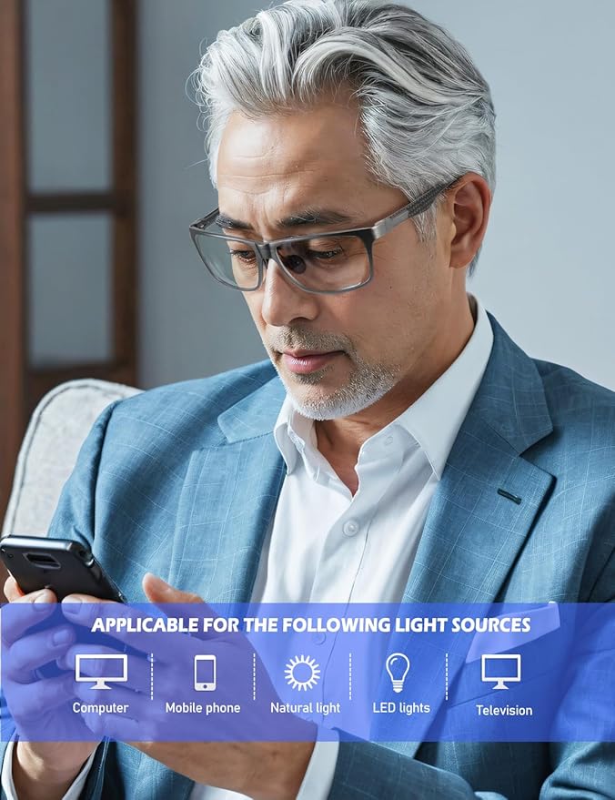 ANYLUV Carbon Fiber Reading Glasses for Men Women, Blue Light Blocking Computer Readers, Anti Glare Spring Hinge
