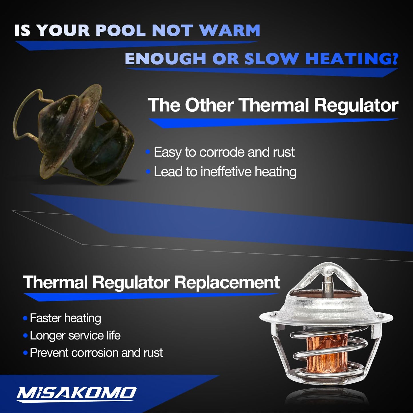 Misakomo Thermal Regulator Compatible with MasterTemp 400 250 125 200 300 333 Models and Sta-Rite Pool Spa Heaters SR200 SR333 SR400 Models, Replace# 77707-0010, 38000-0007S