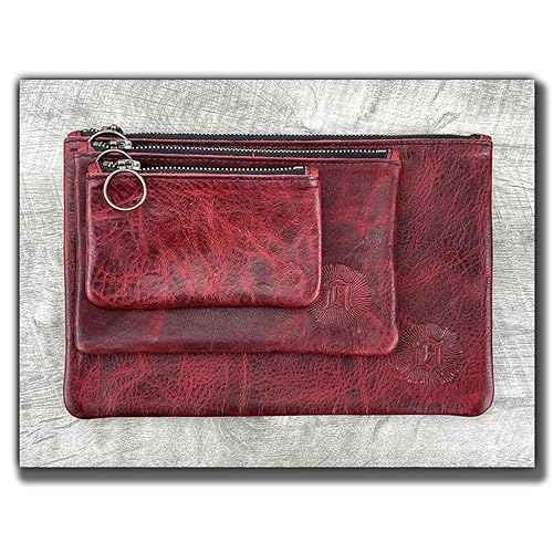 Leather Pouch with Zipper (Canyon Rouge, X-Small 5.5" x 3")