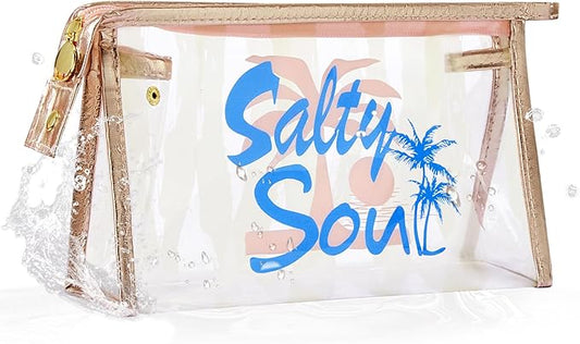 COSHAYSOO Sunscreen Bag Clear Makeup Toiletry Pouch Beach Vacation Essentials for Women Teen Girls Trip Gifts Summer Pool Travel Must Have Accessories Waterproof Stuff