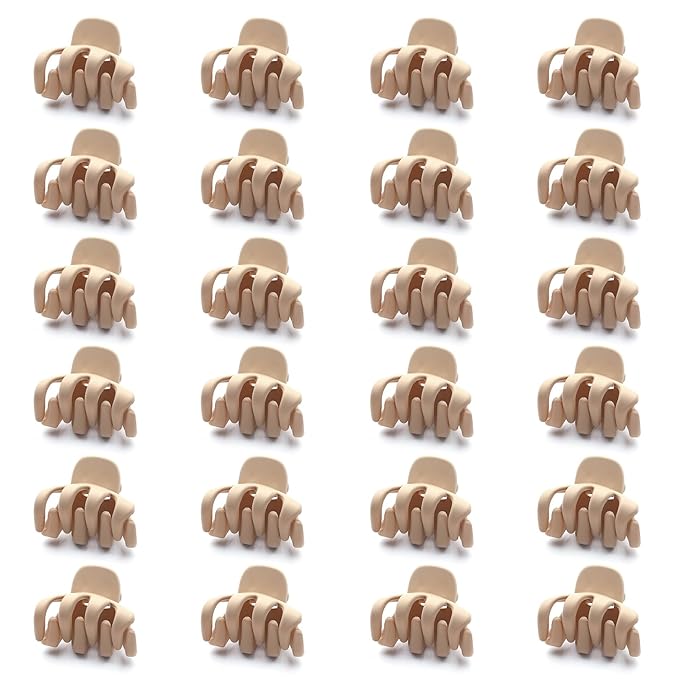 Cobahom 24 Pack Small Hair Claw Clips 1.2 Inch Matte Hair Clips for Thin Hair No-Slip Mini Hair Clips Hair Styling Accessories for Women and Girls (Matte Apricot)
