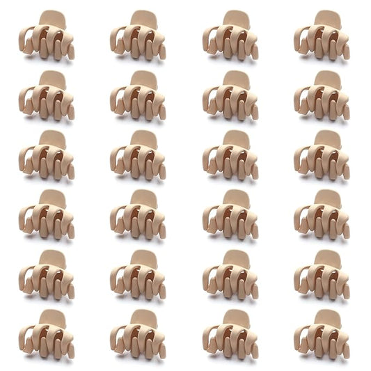 Cobahom 24 Pack Small Hair Claw Clips 1.2 Inch Matte Hair Clips for Thin Hair No-Slip Mini Hair Clips Hair Styling Accessories for Women and Girls (Matte Apricot)
