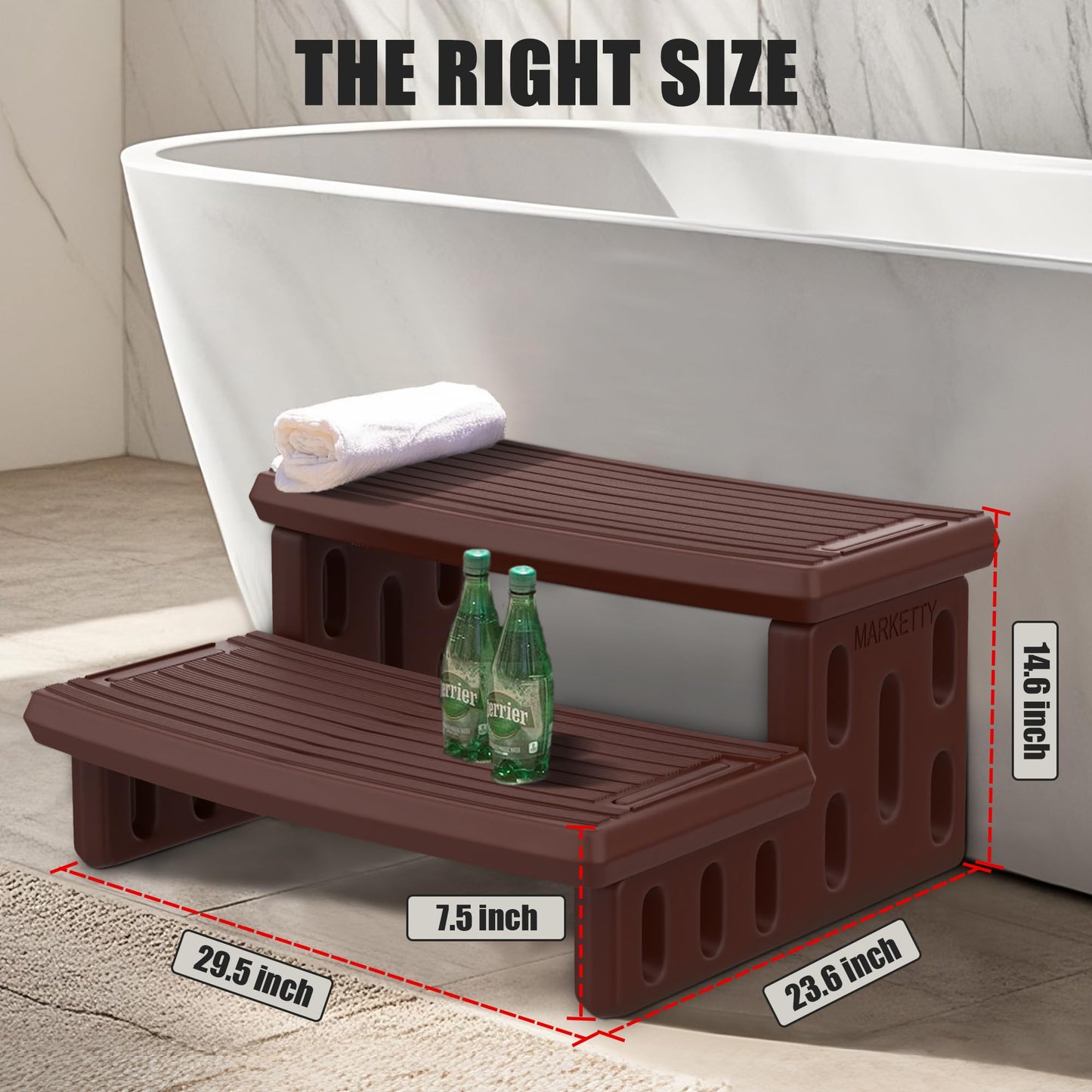 Hot Tub Steps, Non-Slip & Durable Hot Tub Stairs, Portable Universal Ladder Can Be Used Indoors and Outdoors (Reddish Brown)