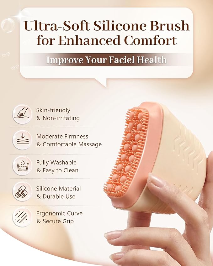 New Lymphatic Contour Face Brush, Silicone Face Brush for Lymphatic Drainage, Ergonomic Facial Lymphatic Drainage Brush for Chin & Neck, Sculpting & Lifting Facial Massage Tool, Reduces Puffiness