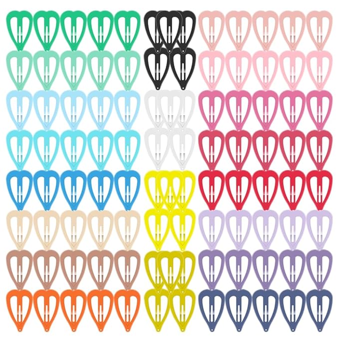 heart Hair Clips for Toddlers,Colorful Cute Lovely Non-slip Hair Barrettes Hair Accessories for Women Girls（100 Pcs ）