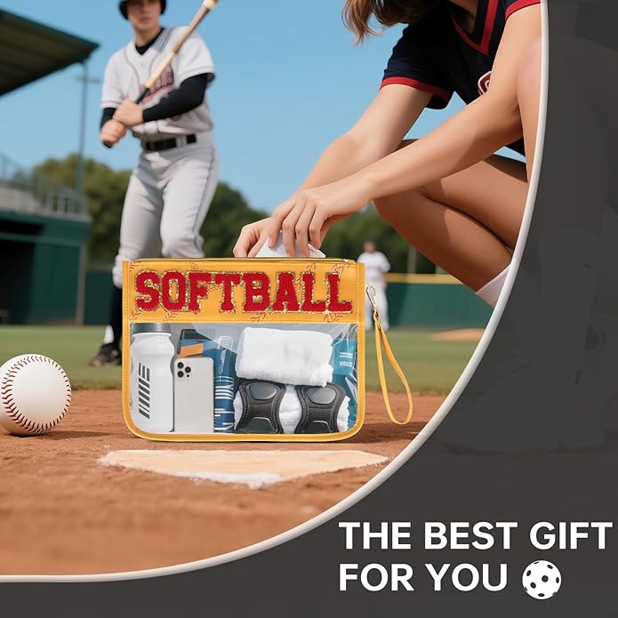 Baseball Gift Bags Baseballs Treat Bags Team Gifts Clear Chenille Letter Zipper Pouch Accessories Stuff Sport Portable