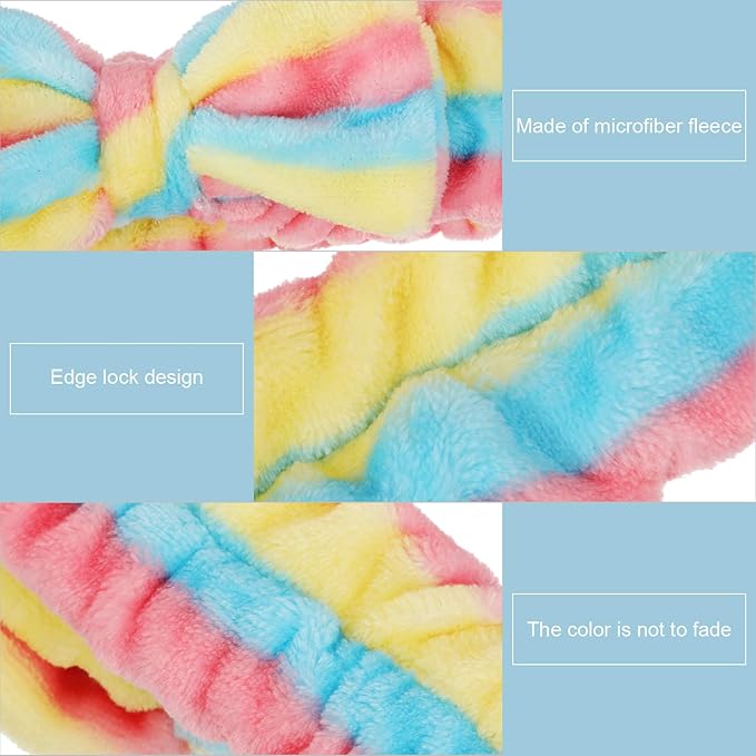 Hicarer 3 Pcs Spa Headband for Women Facial Makeup Bow Soft Microfiber Bowtie Terry Cloth Headband for Washing Face Mask Spa Shower Gifts