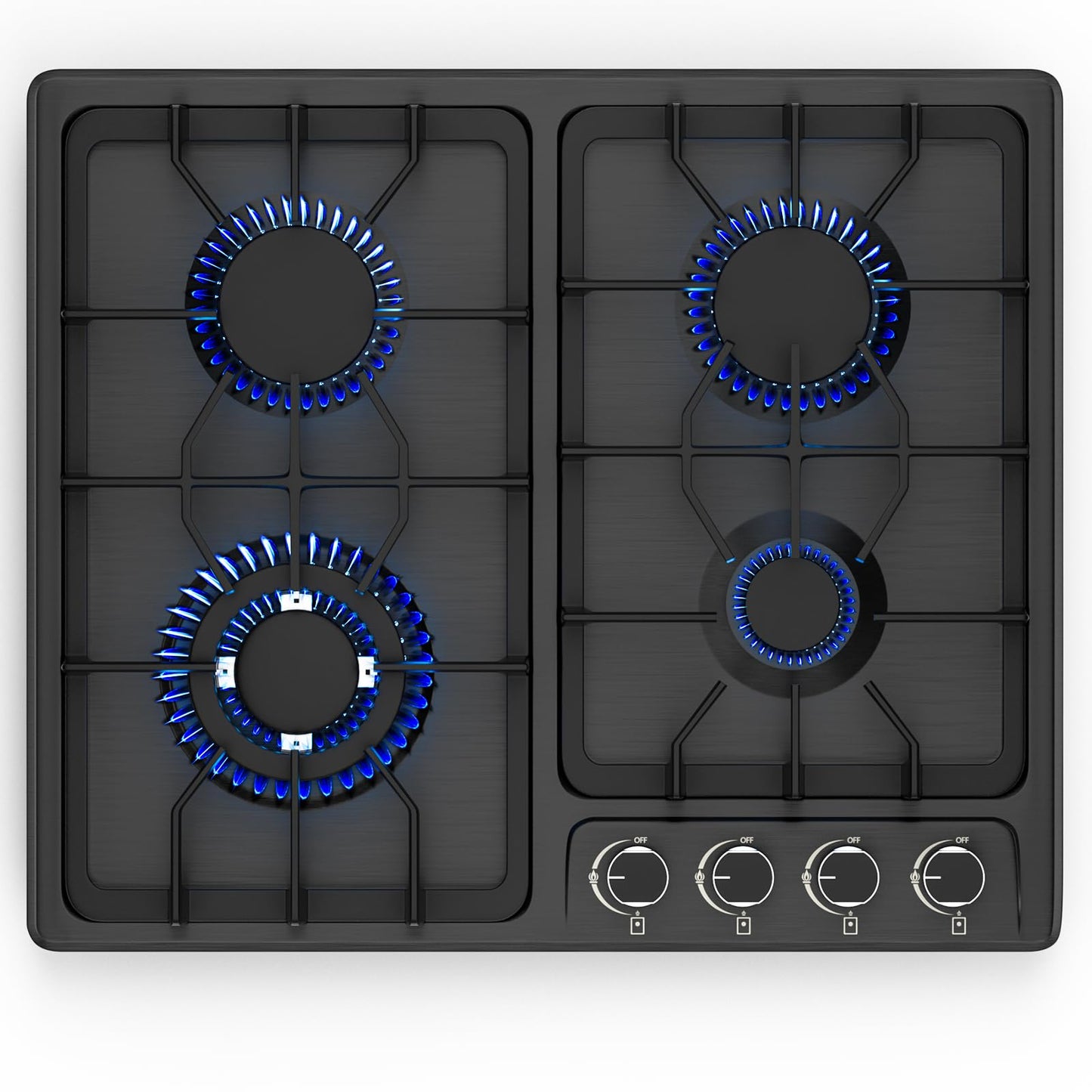 FVBADE 24inch 4 Burners Gas Cooktop Stainless Steel Built-in Gas Stove with NG/LPG Convertible Dual Fuel with Thermocouple Protection for Kitchen，Outdoor, Camping, RV