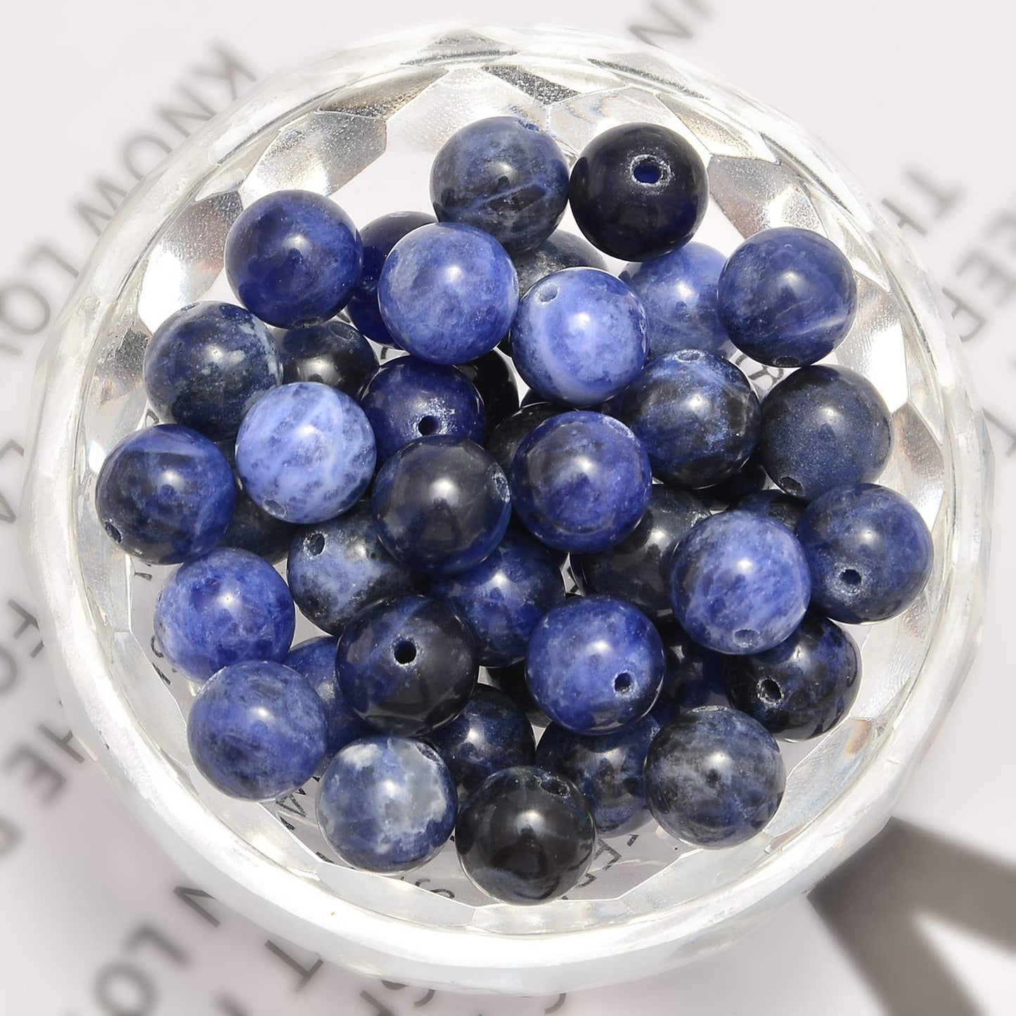 NCB 200pcs 8mm Blue Sodalite Loose Beads for Jewelry Making, Natural Semi Precious Beads Round Smooth Gemstones Spacer Beads Charms for Necklaces Bracelets (Blue Sodalite, 8mm 200Beads)