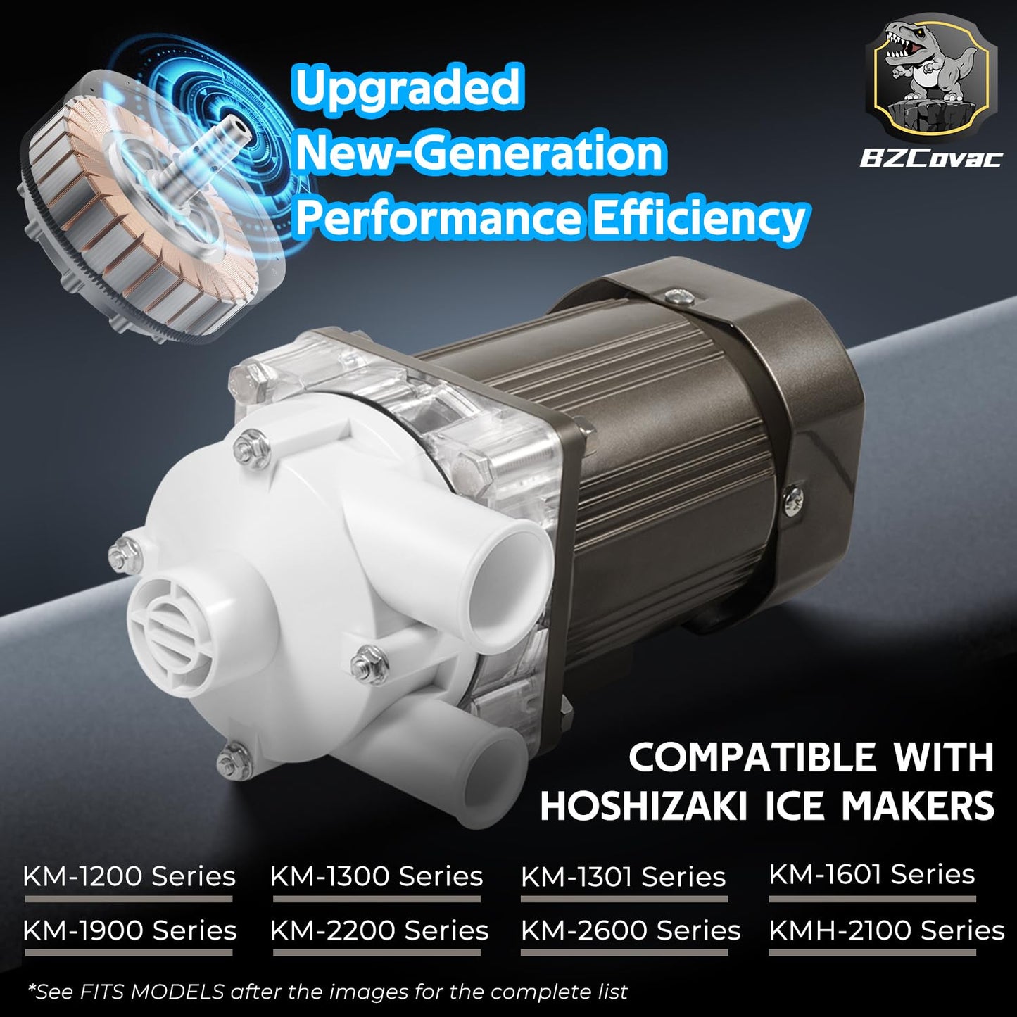 S-0730 Water Pump for Hoshizaki, Ice Machine Motor Assembly with Mounting Plate, 14-Inch Cable, and Factory Plug, #M91X60S201S